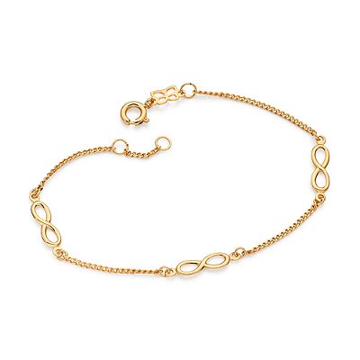 PULSEIRA FOLHEADO A OURO ELO GROUMET COM INFINITOS VAZADOS. MED 17CM ROMMANEL 552245