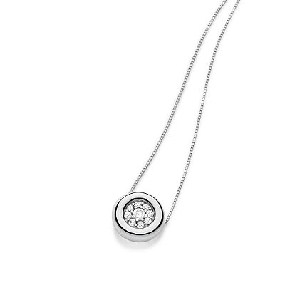 GARGANTILHA PRATA 925 COM PINGENTE BOLD COM ZIRCÔNIAS. MED 45CM ROMMANEL 830163