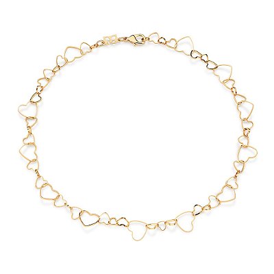 GARGANTILHA FOLHEADO A OURO CORAÇÕES VAZADOS. MED 45CM ROMMANEL 532651