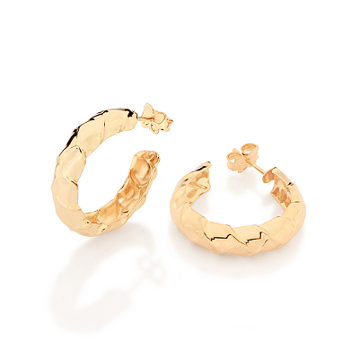 ARGOLA FOLHEADO A OURO COM DETALHES. MED 2,5CM ROMMANEL 527574