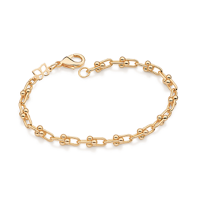 PULSEIRA FOLHEADO A OURO ELOS OVAIS COM BOLAS. MED 19CM ROMMANEL 552242