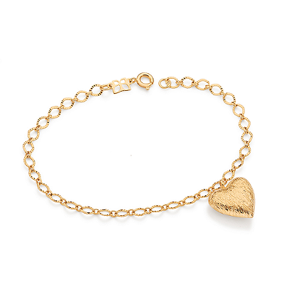 PULSEIRA FOLHEADO A OURO COM CORAÇÃO PENDURADO. MED 20CM ROMMANEL 552221