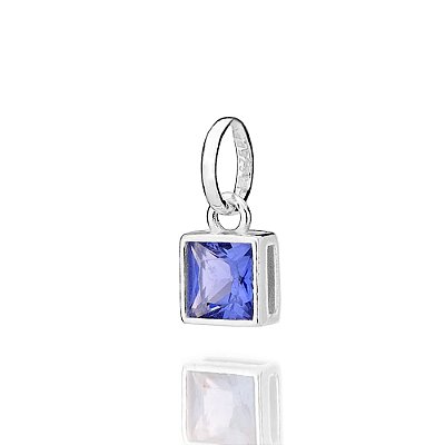 PINGENTE SOLITÁRIO PRATA 925 QUADRADO COM ZIRCÔNIA LILÁS. MED 1,5CM ROMMANEL 840331