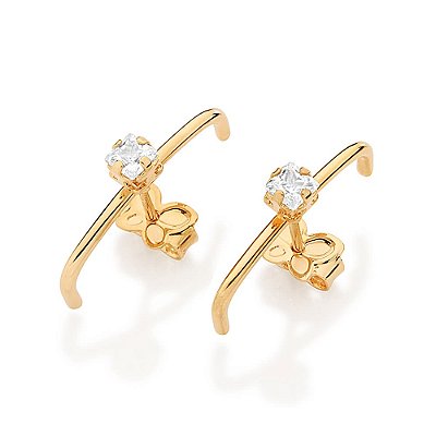 EAR HOOK FOLHEADO A OURO COM ZIRCÔNIA. MED 1,9CM ROMMANEL 527644