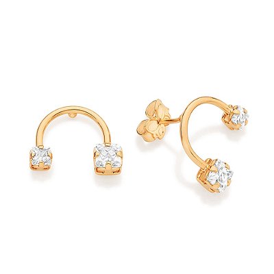BRINCO CURVADO FOLHEADO A OURO COM ZIRCÔNIA. MED 1,5CM ROMMANEL 527646