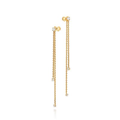 BRINCO PÊNDULO FOLHEADO A OURO COM ZIRCÔNIAS. MED 7,5CM ROMMANEL 527652