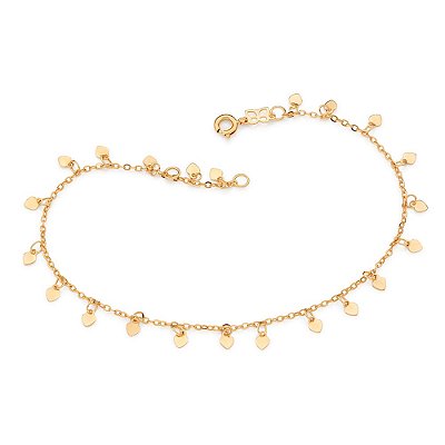 TORNOZELEIRA FOLHEADO A OURO CORAÇÕES. MED 25CM ROMMANEL 552240