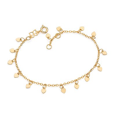 PULSEIRA FOLHEADO A OURO CORAÇÕES. MED 18CM ROMMANEL 552231
