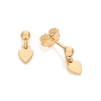 BRINCO PÊNDULO FOLHEADO A OURO CORAÇÃO COM ESFERA. MED 1CM ROMMANEL 527643