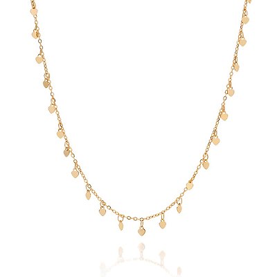 GARGANTILHA FOLHEADO A OURO COM CORAÇÕES. MED 42CM ROMMANEL 532657