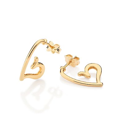 ARGOLA FOLHEADO A OURO CORAÇÃO. MED 2CM ROMMANEL 527635