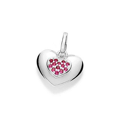 PINGENTE PRATA 925 CORAÇÃO ABAULADO COM ZIRCÔNIAS. MED 1,9CM ROMMANEL 840329