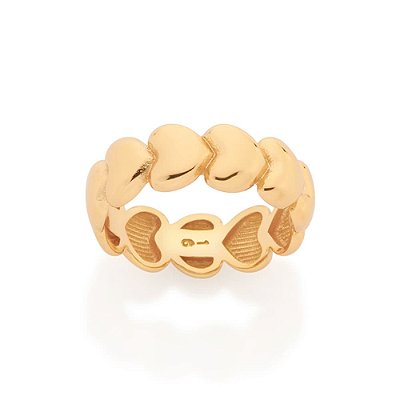 ANEL FOLHEADO A OURO CORAÇÕES ABAULADOS ROMMANEL 513665