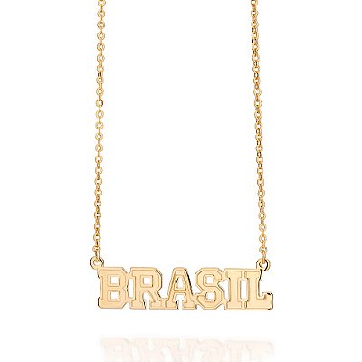 GARGANTILHA FOLHEADO A OURO COM PINGENTE BRASIL. MED 55CM ROMMANEL 532662