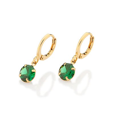 ARGOLA FOLHEADO A OURO COM ZIRCÔNIAS VERDE. MED 2,1CM ROMMANEL 527661