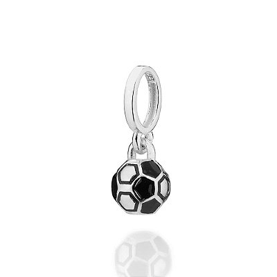 PINGENTE PRATA 925 BOLA DE FUTEBOL COM APLICAÇÃO DE RESINA PRETO. MED 1,7CM ROMMANEL 840338