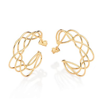 ARGOLA FOLHEADO A OURO ORGÂNICA. MED 3,6CM ROMMANEL 527662