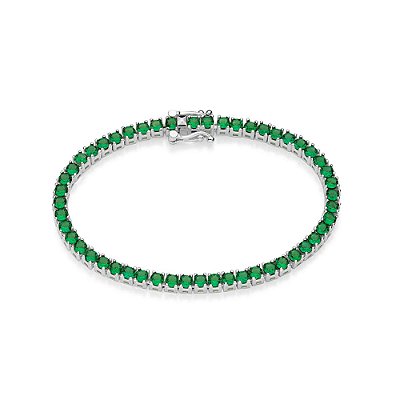 PULSEIRA RIVIERA PRATA 925 COM ZIRCÔNIAS VERDE. MED 17CM ROMMANEL 850132
