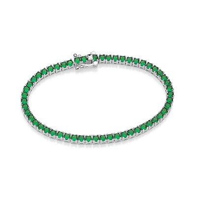 PULSEIRA RIVIERA PRATA 925 COM ZIRCÔNIAS VERDE. MED 18CM ROMMANEL 850133