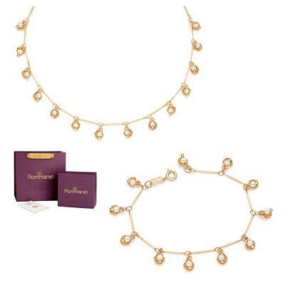 CONJUNTO CONCHAS GARGANTILHA + PULSEIRA FOLHEADO A OURO + EMBALAGEM EXCLUSIVA ROMMANEL