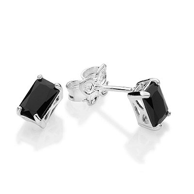 BRINCO MASCULINO SOLITÁRIO PRATA 925 COM ZIRCÔNIA PRETO. MED 6MM ROMMANEL 820346