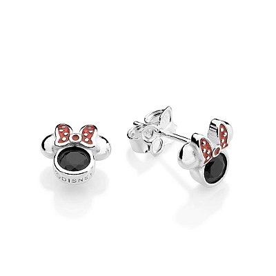 BRINCO PRATA 925 MINNIE COM ZIRCÔNIA PRETO E APLICAÇÃO DE RESINA VERMELHO. MED 0,8CM ROMMANEL 820353