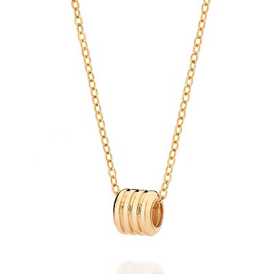 GARGANTILHA MASCULINA FOLHEADO A OURO COM PINGENTE CILÍNDRICO. MED 60CM ROMMANEL 532667