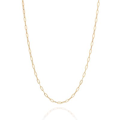 CORDÃO MASCULINO FOLHEADO A OURO ELOS OVAIS BATIDOS. MED 60CM ROMMANEL 532670