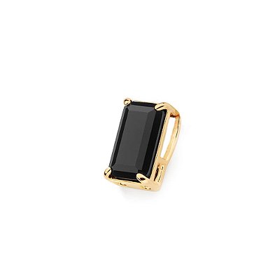 PINGENTE MASCULINO RETANGULAR FOLHEADO A OURO COM CRISTAL PRETO. MED 1,3CM ROMMANEL 543018
