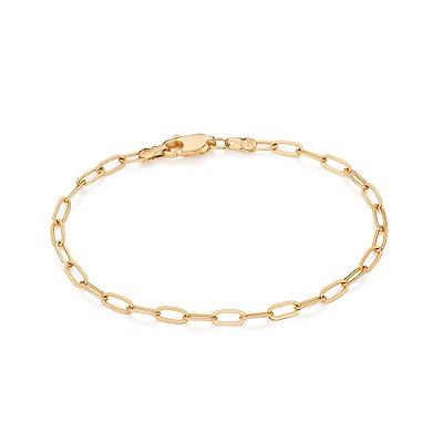 PULSEIRA MASCULINA FOLHEADO A OURO ELOS OVAIS BATIDOS. MED 16CM ROMMANEL 552165