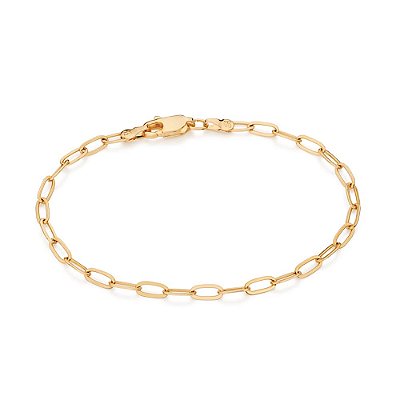 PULSEIRA MASCULINA FOLHEADO A OURO ELOS OVAIS BATIDOS. MED 21CM ROMMANEL 552167