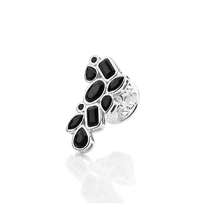 BROCHE MASCULINO PRATA 925 COM ZIRCÔNIAS PRETO. MED 2,3CM ROMMANEL 840350