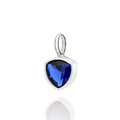 PINGENTE MASCULINO SOLITÁRIO PRATA 925 COM ZIRCÔNIA TRILLION AZUL. MED 1,8CM ROMMANEL 840347