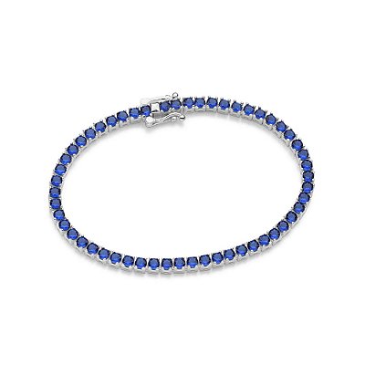 PULSEIRA MASCULINA RIVIERA PRATA 925 COM ZIRCÔNIAS AZUL ESCURO. MED 18CM ROMMANEL 850135