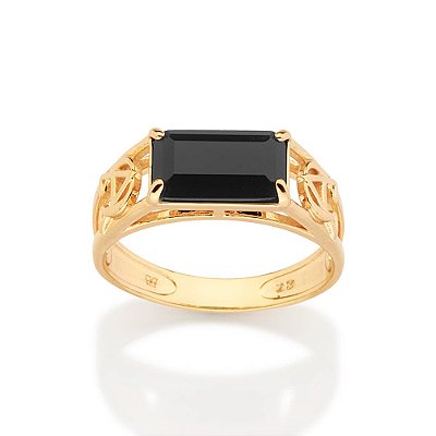 ANEL MASCULINO FOLHEADO A OURO ALFA E ÔMEGA ROMMANEL 513672