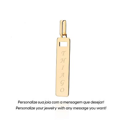 PINGENTE MASCULINO PERSONALIZÁVEL FOLHEADO A OURO RETANGULAR. MED 3,9CM ROMMANEL 543020