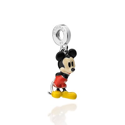 BERLOQUE PRATA 925 MICKEY MOUSE 3D COM APLICAÇÃO DE RESINA. MED 2,7CM ROMMANEL 840341