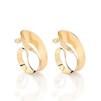 ARGOLA FOLHEADO A OURO ABSTRATO. MED 3,7CM ROMMANEL 527554