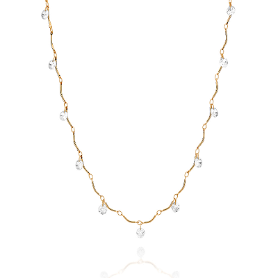 GARGANTILHA FOLHEADO A OURO PONTO DE LUZ COM ZIRCÔNIAS. MED 42CM ROMMANEL 532665