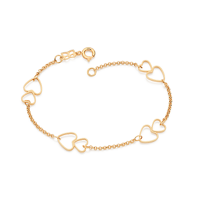 PULSEIRA CORAÇÕES VAZADOS FOLHEADO A OURO. MED 18CM ROMMANEL 552260