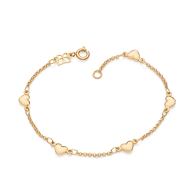 PULSEIRA CORAÇÕES ABAULADO FOLHEADO A OURO. MED 18CM ROMMANEL 552262