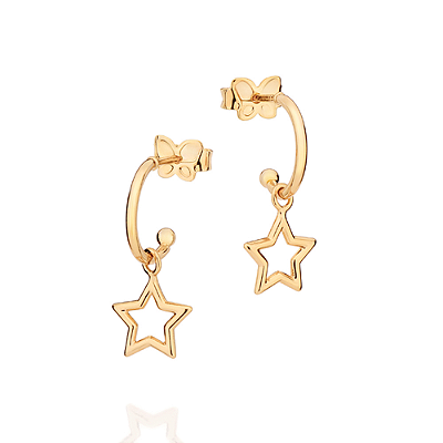 ARGOLA FOLHEADO A OURO COM ESTRELA VAZADA. MED 2,10CM ROMMANEL 527567