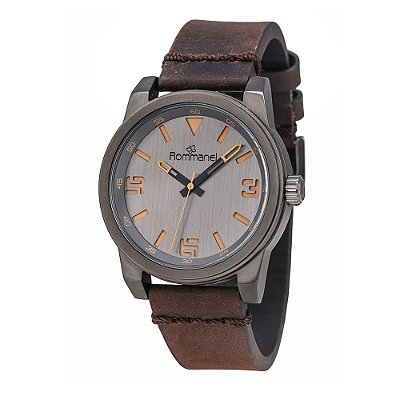RELÓGIO MASCULINO ANALÓGICO COM PULSEIRA DE COURO MARROM ROMMANEL 650224