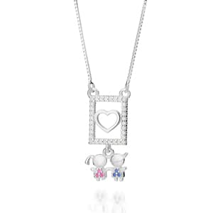 GARGANTILHA MENINO E MENINA PRATA 925 COM ZIRCÔNIAS COLORIDO. MED 45CM ROMMANEL 830160