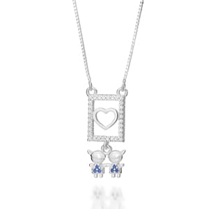 GARGANTILHA DOIS MENINOS PRATA 925 COM ZIRCÔNIAS AZUL. MED 45CM ROMMANEL 830158