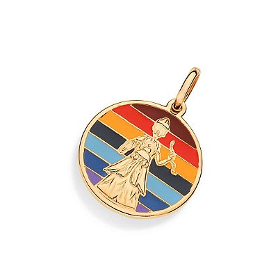 PINGENTE MEDALHA FOLHEADO A OURO OXUMARÉ COM APLICAÇÃO DE RESINA. MED 3,6CM ROMMANEL 543011
