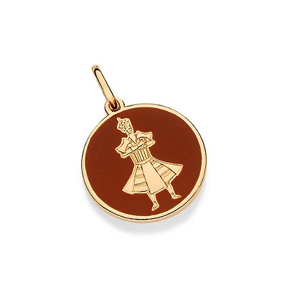 PINGENTE MEDALHA FOLHEADO A OURO XANGÔ COM APLICAÇÃO DE RESINA. MED 3,6CM ROMMANEL 543007