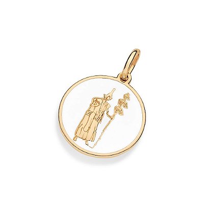 PINGENTE MEDALHA FOLHEADO A OURO OXALÁ COM APLICAÇÃO DE RESINA. MED 3,6CM ROMMANEL 543006