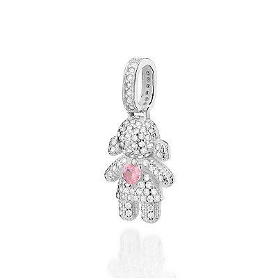 PINGENTE MENINA PRATA 925 COM ZIRCÔNIAS BRANCO COM ROSA. MED 3,1CM ROMMANEL 840358