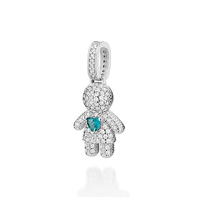 PINGENTE MENINO PRATA 925 COM ZIRCÔNIAS BRANCO COM AZUL. MED 3,1CM ROMMANEL 840359